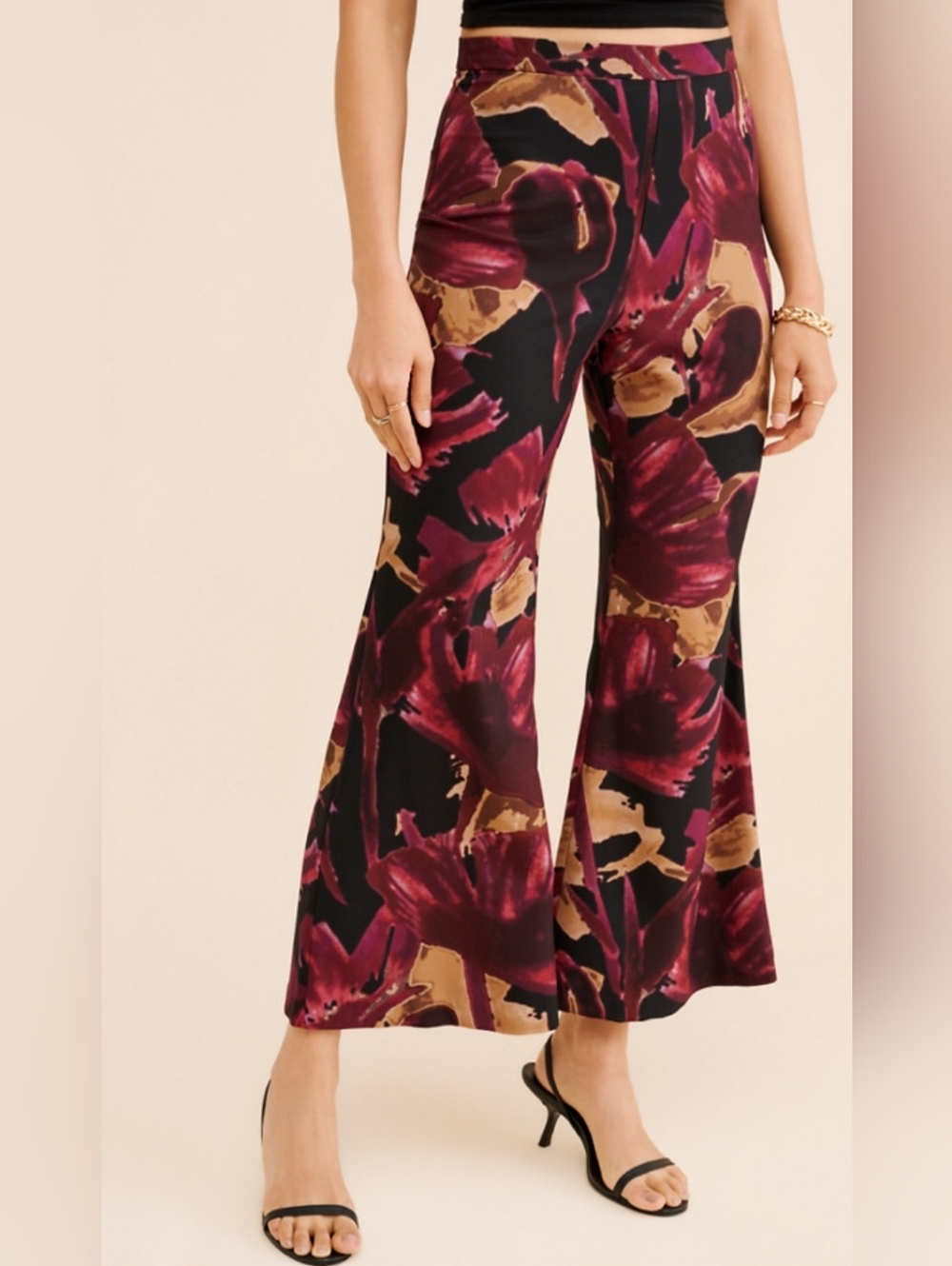 Anthro, Hutch Petite Printed Flare Pants